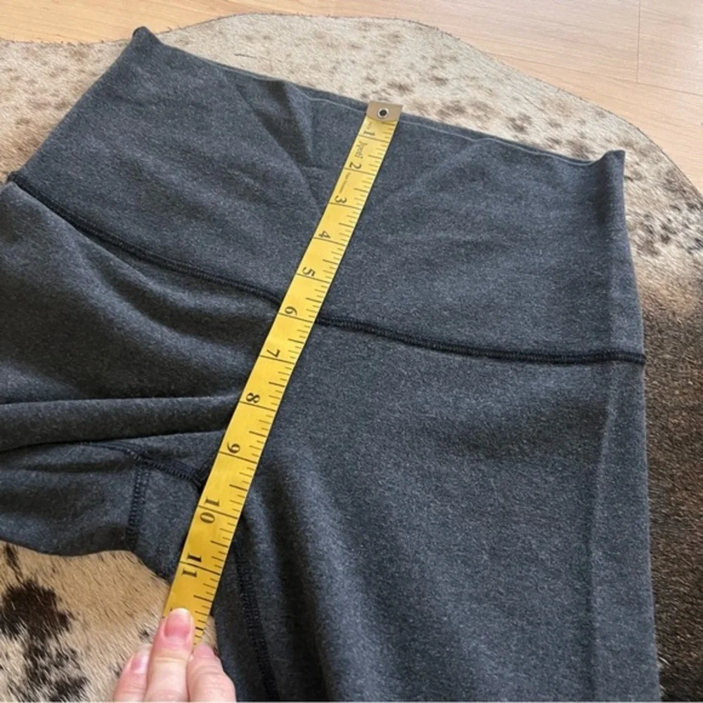 LULULEMON Wunder Under Crop Leggings Cotton Roll Down Pants Heathered Black Sz 4
